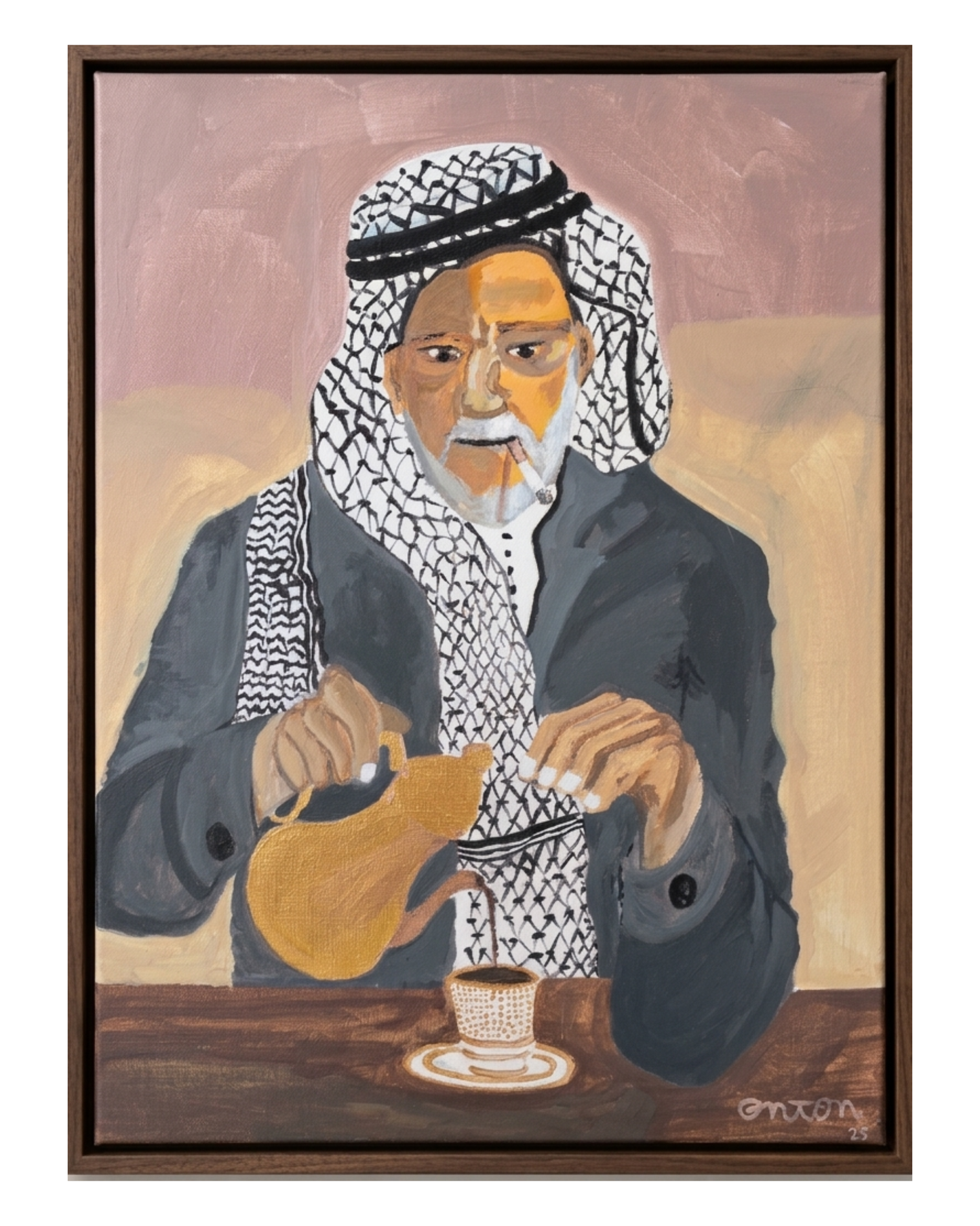 Cuadro Mi Viejo Árabe Tomando Café – Carlos Jadue (enton)