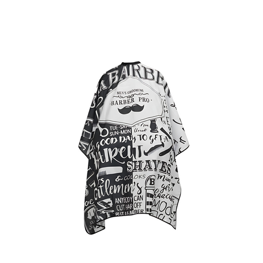 Capa de Barbero "Barber Pro" - Diseño Clásico en Blanco y Negro