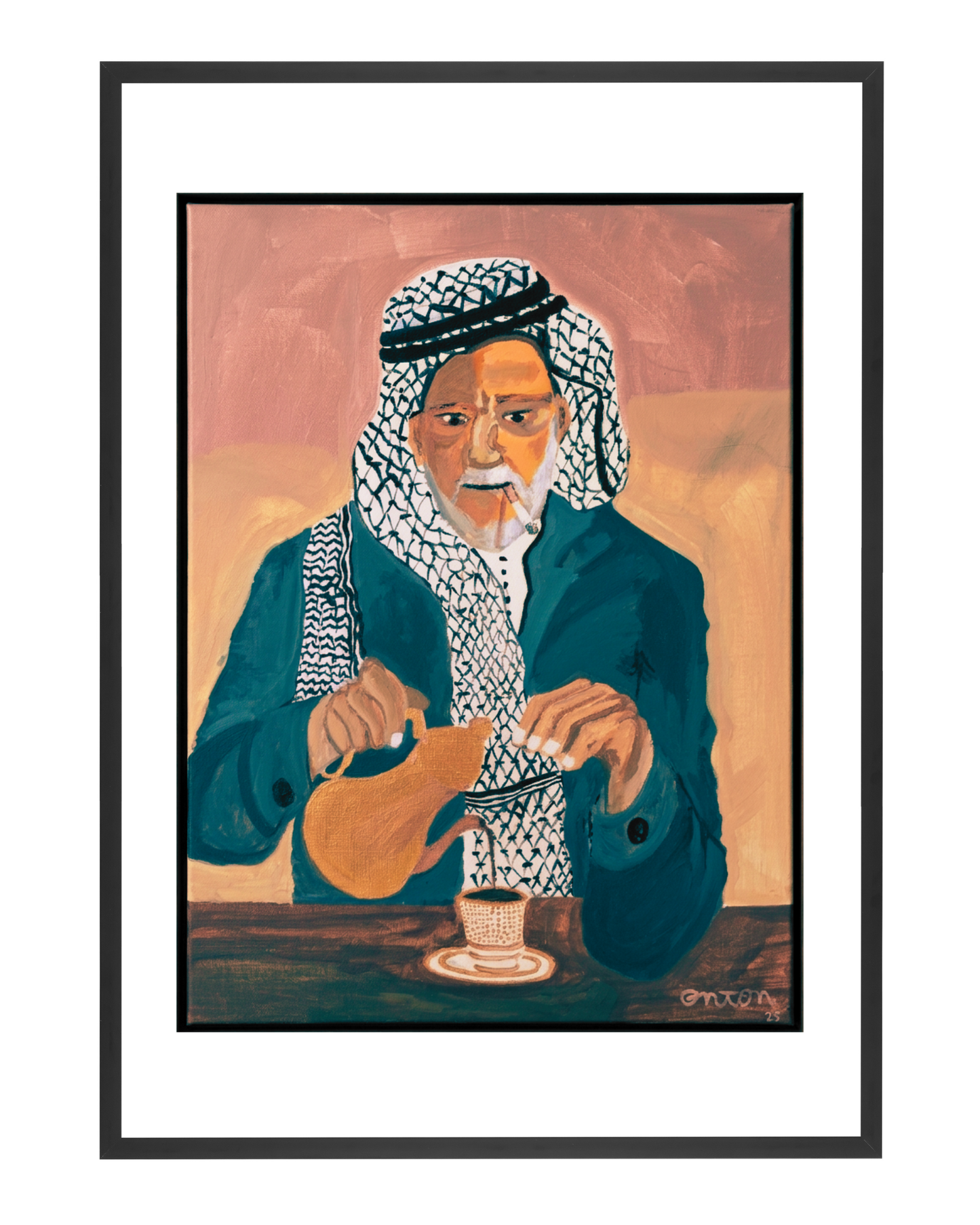 Cuadro Mi Viejo Árabe Tomando Café – Carlos Jadue (enton)