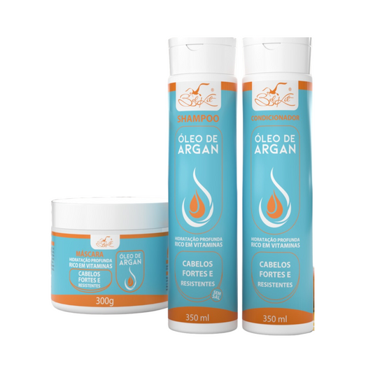 Pack Shampoo- Acondicionador y Crema de Tratamiento Oleo de Argán - Belkit